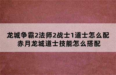 龙城争霸2法师2战士1道士怎么配 赤月龙城道士技能怎么搭配